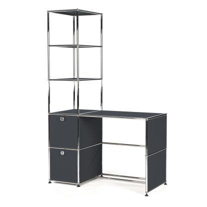 Bureau USM Haller avec étagère superposée, Anthracite RAL 7016
