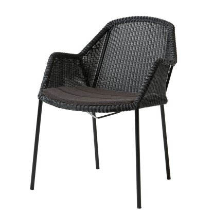 Chaise Breeze, Noir, Avec coussin d'assise, Focus - Gris foncé