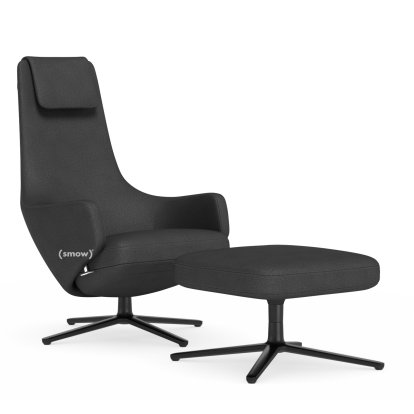 Fauteuil Repos, Fauteuil Repos & Ottoman, Tissu Dumet charbon/noir, 45 cm, Noir basic