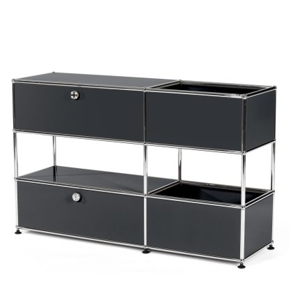 Buffet USM Haller pour enfants M avec boîtes de rangement, Monochrome, Anthracite RAL 7016, Avec  porte abattante