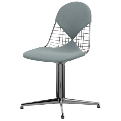 Chaise Wire Chair DKL, Aluminium poli, Coussin pour assise et dossier (Bikini), Bleu glacier / ivoire