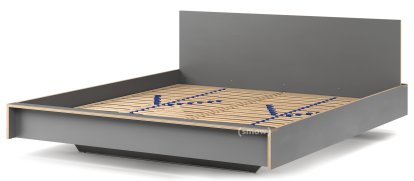 Lit Flai, 180 x 200, Avec tête de lit, CPL anthracite, avec sommier