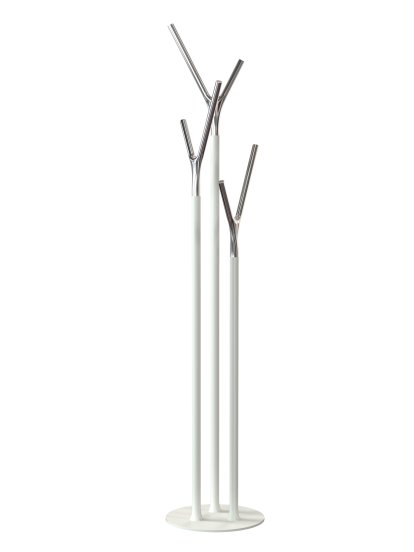 Wishbone Portemanteau, Blanc mat / inox poli