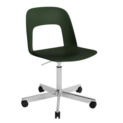Chaise pivotante Layout 141, Vert bouteille, Aluminium poli