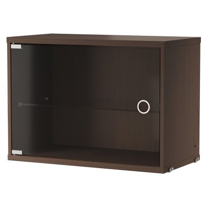 Élément de meuble système String avec porte en verre, Placage de chêne foncé