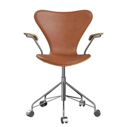 Série 7, siège pivotant 3117 / 3217, rembourrage avant, Avec accotoirs, Bois laqué clair, Orme laqué clair, Walnut, Chromé
