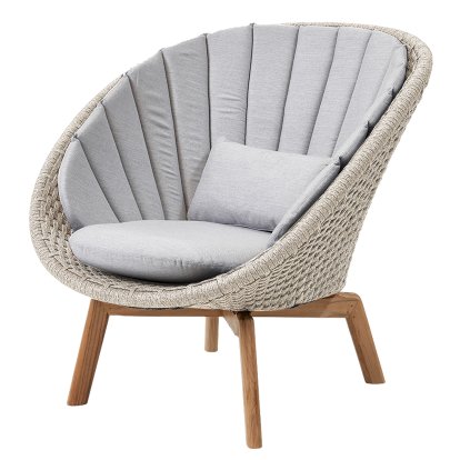 Fauteuil lounge Peacock, Medium flat soft Rope - Sand, Natté - Gris clair