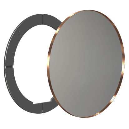 Unu Miroir avec éclairage LED rond (set), ø 100 cm, Cuivre brossé