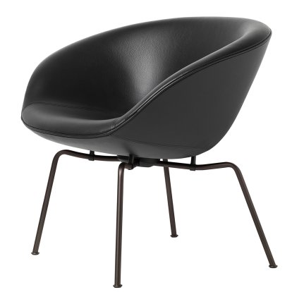 Fauteuil Pot, Brun foncé peint par poudrage, Cuir Aura, Noir