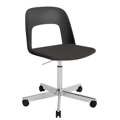 Chaise pivotant Layout 143 avec assise rembourrée, Noir / Mode 005, Aluminium poli
