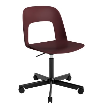 Chaise pivotante Layout 141, Bordeaux, Aluminium thermolaqué noir 