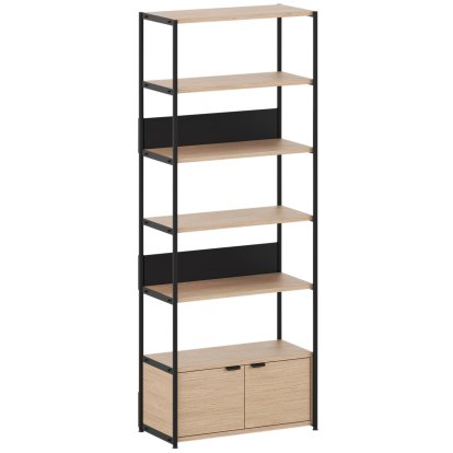 Étagère Unit en bois, 215 m , 1 x porte double, Chêne / Noir graphite