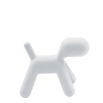 Tabouret Puppy, Grand (H 55,5 x L 42 x P 69,5 cm), Polyéthylène (adapté à une utilisation en extérieur), Blanc mat (1700 C)