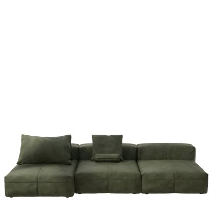 Vetsak Sofa Set 4, Cuir - Olive, Avec coussin