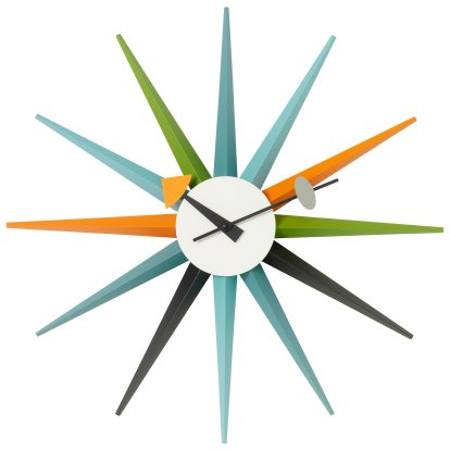 Horloge Sunburst Wall Clock, Multicolore