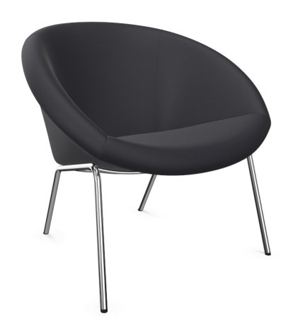 Fauteuil 369 , Tissu Divina noir, Chromé brillant
