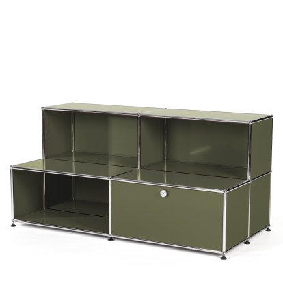 Buffet USM Haller pour enfants M avec marches, Vert olive RAL 6003