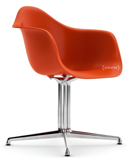Eames Plastic Armchair RE DAL, Rouge (rouge coquelicot), Sans rembourrage, Sans rembourrage, Aluminium poli, Nouvelle hauteur d'assise (43,0 cm)