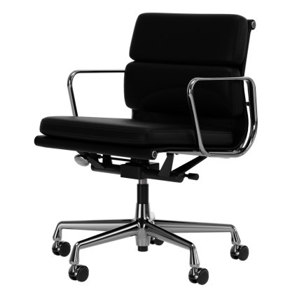 Soft Pad Chair EA 217, Chromé, Cuir Premium F nero, Plano nero