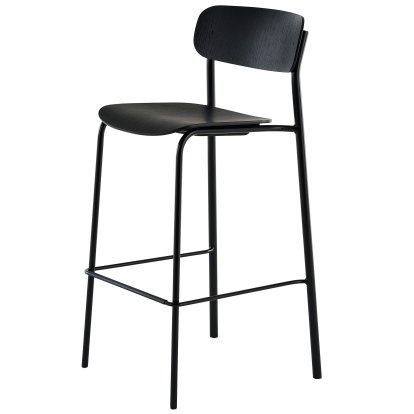 S 243 H Tabouret de bar, Noir (RAL 9005), Chêne teinté noir (TP 29)
