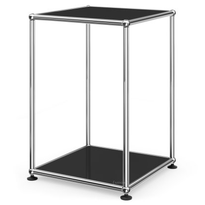Table d'appoint USM Haller haute 35, Panneaux inférieur et supérieur en métal, Noir graphite RAL 9011
