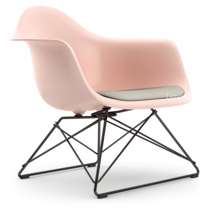 Eames Plastic Armchair RE LAR, Rose pâle, Coussin d'assise gris chaud /ivoire, Revêtement basic dark