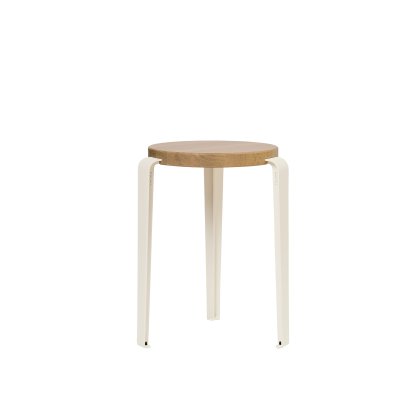 Tabouret Lou, bois massif, Chêne massif, Blanc crème