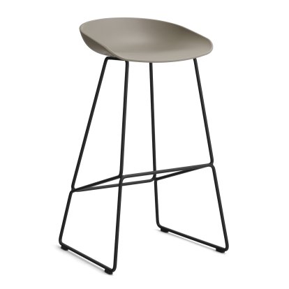 About A Stool AAS 38, Version bar: hauteur de l'assise 74 cm, Acier thermolaqué noir, Khaki 2.0
