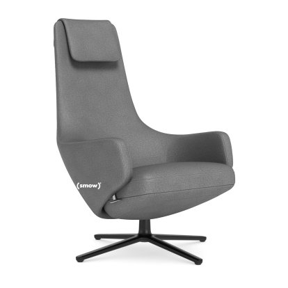 Fauteuil Repos, Fauteuil Repos, Tissu Dumet gris sierra mélange, 45 cm, Noir basic