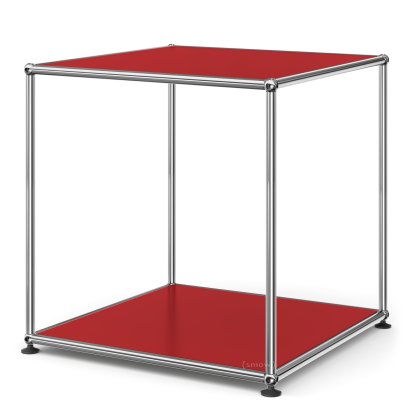 Table d'appoint USM Haller 50 haute, Panneaux inférieur et supérieur en métal, Rouge rubis USM
