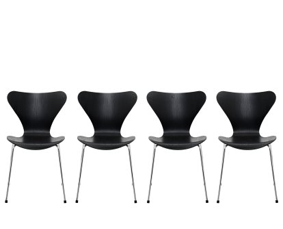 Série 7 chaise 3107 - Lot promotionnel de 4, Siège en frêne coloré noir, pieds chromés