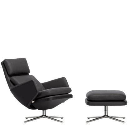 Fauteuil Grand Relax, Avec repose-pieds, Cuir Premium F, nero, Poli, 46,5 cm