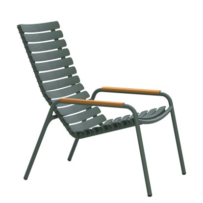 Lounge Chair ReCLIPS, Vert olive, Accotoirs bambus