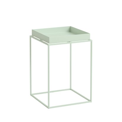 Table avec plateau Tray, H 40/44 x B 30 x T 30 cm, Doux menthe