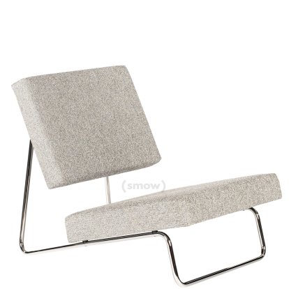 Fauteuil de salon Hirche, Tissu, poivre et sel, Chromé, sans repose-pieds