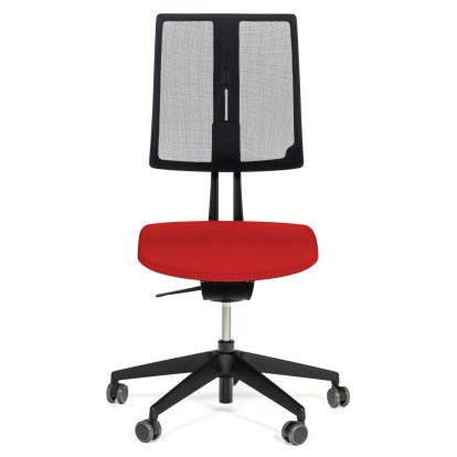 Chaise de bureau pivotante Equo, Noir, Filet, Xtreme Plus (PG0), Rouge YS079, C30 KST avec réglage de la profondeur d'assise, Standard 100 mm, Sans accoudoirs, Avec roulettes souples