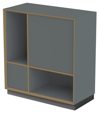 Étagère Vertiko Ply, Version 4, Anthracite, Avec socle