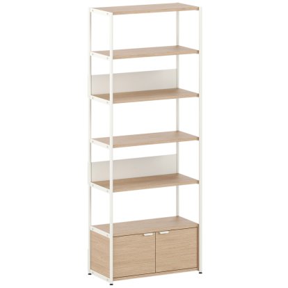 Étagère Unit en bois, 215 m , 1 x porte double, Chêne / Blanc crème