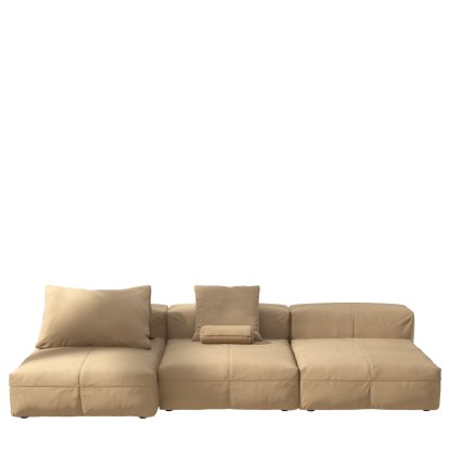 Vetsak Sofa Set 4, Cuir - Beige, Avec coussin