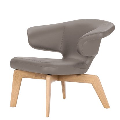 Munich Lounge Chair, Cuir Classic gris, Chêne naturel