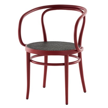 Chaise bois courbé 209 / 210 avec accotoirs, Hêtre teinté rouille, Assise cannée, dark melange (209)