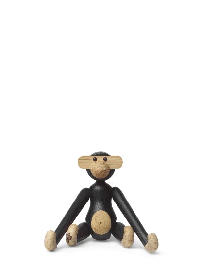 Figurine Singe, Mini (H 9,5 cm), Chêne teinté foncé / Chêne naturel