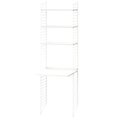 Étagère au sol avec bureau intégré, Laqué blanc