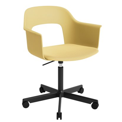 Chaise pivotant Layout 243 avec accoudoirs et assise rembourrée, Biscuits / Relate 431, Aluminium thermolaqué noir 