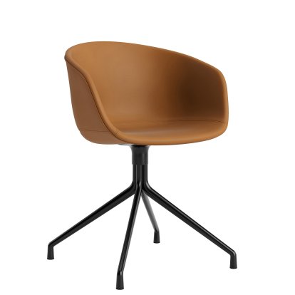 Chaise About A Chair AAC 21, Cuir Sense - cognac, Aluminium thermolaqué noir 