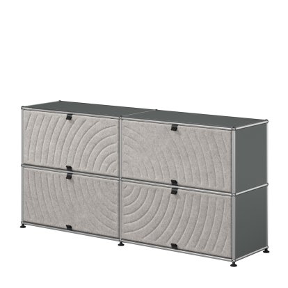 Buffet USM Haller L avec USM Soft Panels, rond, Gris moyen RAL 7005, Gris