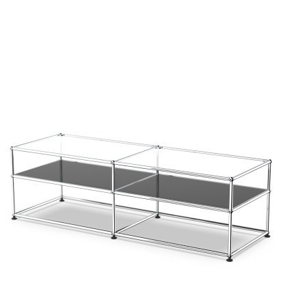 USM Haller table d'appoint type 1, Verre, Noir graphite RAL 9011