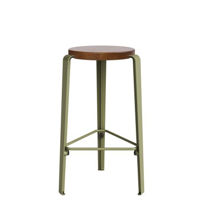 Tabouret de bar Lou, 66 cm, Chêne teinté, Vert kaki