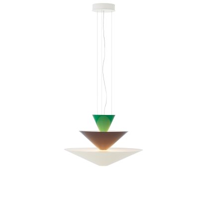 Suspension Gio, Ø 60 cm x H 39 cm, Vert signal, bleu profond et blanc écru