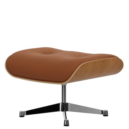 Eames Lounge Chair Ottoman, Cerisier naturel, Cuir Premium F cognac, Aluminium poli